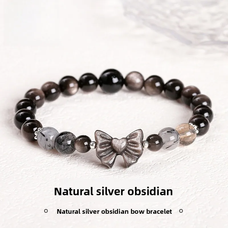 Wholesale JD Jewelry Natural Silver Agate Bowknot Gold Copper Bracelet Fashion High-end Round Bead Bracelet Girl Accessories