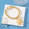 Wholesale PVD Coated Real Gold Plated 24K 18K Gold Flower 304 Stainless Steel Sweet Classic Style Waterproof Non Tarnish Bracelets