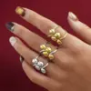Wholesale 304 Stainless Steel 18K Gold Plated Women's Geometric Ball Open Ring Women's Jewelry Accessories, Holiday Gift, Gift For Her