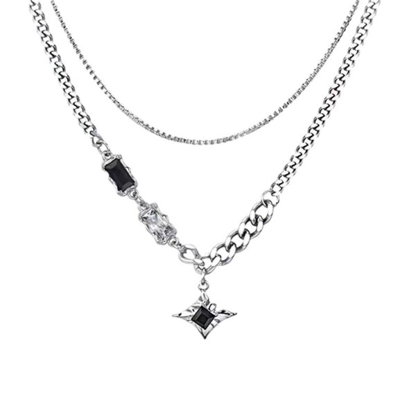 oly-0e67c21cf5c32a5e72573ba99efc0b69 Wholesale Manxing double-layer necklace hip hop design sense niche personalized accessories advanced Qixi boys and girls clavicle chain