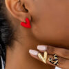 oly-0e708aef36b3dd4d2a76978e45688d44 Wholesale 1 Pair/3 Pair/4 Pair Elegant Design Metal Love Heart Stud Earrings suit Ladies Party Valentine's Day Gift to Friends