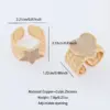 Wholesale Jewelry Elegant Retro Streetwear Star Heart Shape Copper Zircon 18K Gold Plated Open Rings