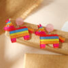oly-0e8e524fb39ccd78630ec9c07429d7bc WholesaleCarnival tassel hat rainbow horse oil painting music festival printed earrings acrylic personalized earrings