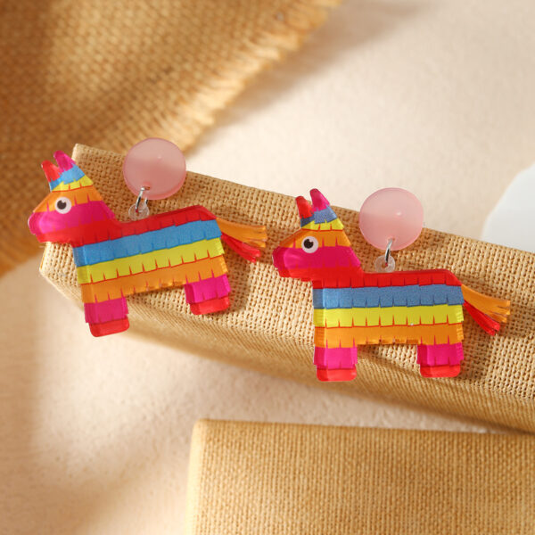 oly-0e8e524fb39ccd78630ec9c07429d7bc WholesaleCarnival tassel hat rainbow horse oil painting music festival printed earrings acrylic personalized earrings