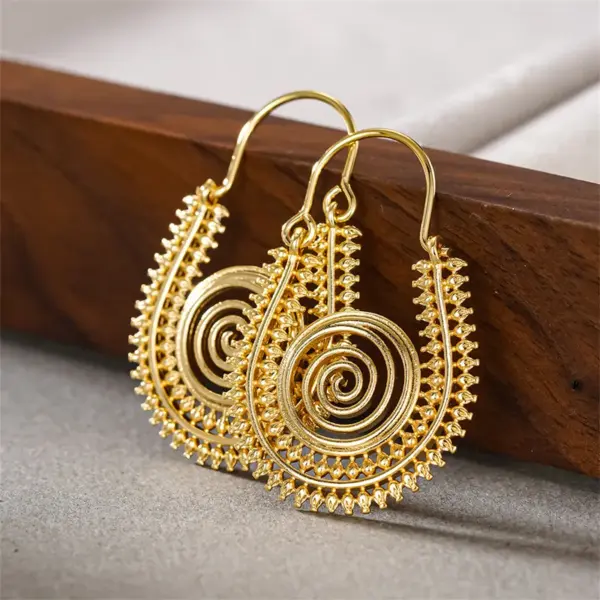 Wholesale Three-dimensional Geometric Earrings For Women In Copper With KC Golden Water Plating And 0.03µm Thickness