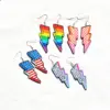 oly-0e94e9e550995f3d71b70de942fc03c9 Wholesale 1 Pair Cute Sweet Printing American Flag Lightning Arylic Metal Drop Earrings
