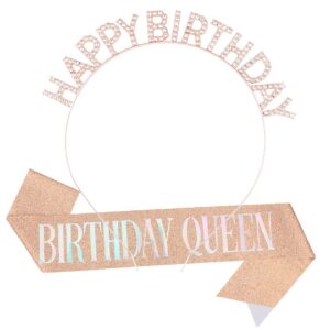 Happy BIRHDAY Rose Gold Hairband Shoulder Strap Fantasy Queen Set / Headband Shoulder Strap Set