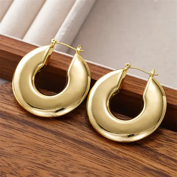 Wholesale Three-dimensional Geometric Earrings For Women In Copper With KC Golden Water Plating And 0.03µm Thick Coating
