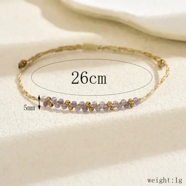 oly-0ec41920313c2f71ff1b799eb8d78bfc Wholesale Handmade Golden Plated Wristband With Solid Color Natural Stone And 0.03µm Coating Thickness, Featuring Handmade Chain For Women