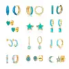 Wholesale Copper U Shape Water Droplets Rhombus PVD Coated Zircon 18K Real Gold Plated IG Style Simple Style Epoxy Inlay Earrings