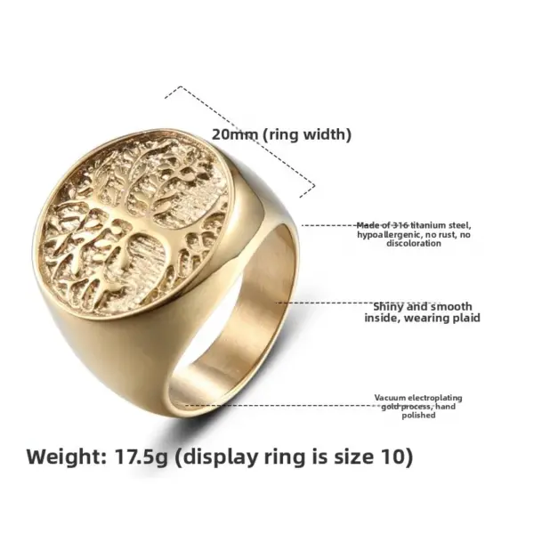 oly-0ee31866acff3c683e603ec1406fb039 Wholesale Gold Titanium Steel Ring Men's Tree Of Life Ring Design Geometric Accessories
