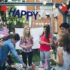 Wholesale Happy Halloween Independence Day Hanging Banner Decoration Scene Props Party Supplies American Flag Bunting Streamers Event Celebration Decoration