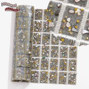 6 gray diamonds with colored gravel / Pointed bottom rhinestones with colored gravel hot melt square adhesive tape [full piece 24*40cm small square 3*4cm]