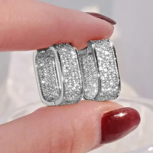 Wholesale Copper Zircon U Shape Shiny Hoop Earrings For Women'S