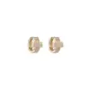 Wholesale 14K Real Gold Plated Copper Hoop Earrings For Women With Zircon Inlay Featuring Electroplated Finish