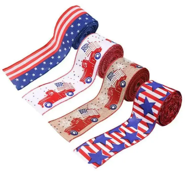 oly-0f2fc49166171d3c2bde95e4066c214d Wholesale Decorative Ribbon Car Star DIY Bow Decoration Patriotic Atmosphere Event