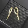 Wholesale Fashion Circle Copper Zircon Drop Earrings 1 Pair