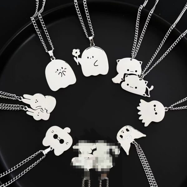 Wholesale Rabbit Couple Necklace ins No Falling Creative Kitten Puppy Pendant for Girlfriends Valentine's Day Gift