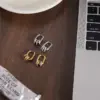 Wholesale U Shape Earrings For Women, Waterproof Non Tarnish 304 Stainless Steel With 18K Real Gold Plated And Rhinestones, PVD Coated