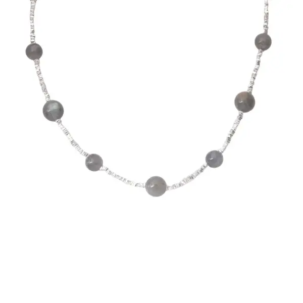 Wholesale Fashionable Luxury Grey Moonstone Necklace For Women Unique Design Silver Fragments Elegant High-End Clavicle Chain Accessory