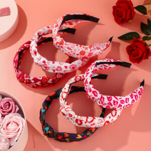 Wholesale Valentine's Day Love Fabric Pink Y2k Headband High Heels Pattern One Arrow Through Heart Pattern Headband Hair Accessories Women