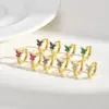 Wholesale Imitation Gold Plated Copper Water Plated Zircon Flower Butterfly Bow Claw Inlaid Hoop Earrings For Women