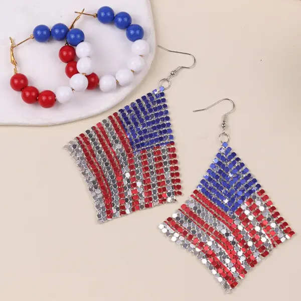 Wholesale New American Independence Day Elements Red White Blue Flag Aluminum Acrylic Earrings Earrings Ear Jewelry Women