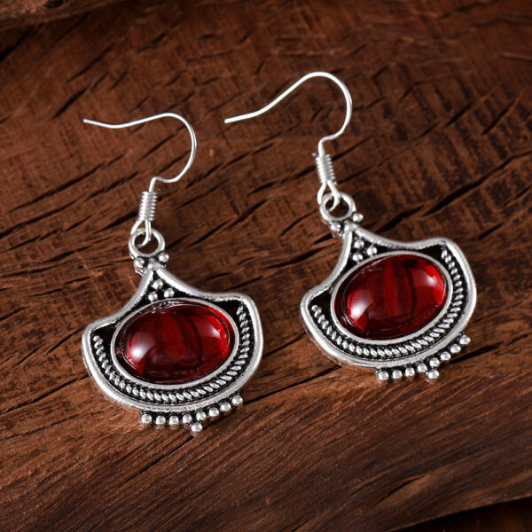 Wholesale Retro Western Style Ruby Earrings National Style Bohemian Personality Jewelry Earrings Gift