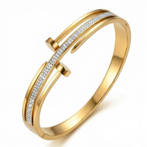 Diamond double-ended nail bracelet / Vacuum real gold electroplating in full-body stainless steel furnace