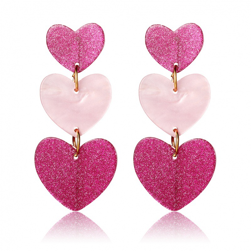 Wholesale European and American cross-border hot sale color matching Valentine's Day acrylic love earrings simple pendant texture dopamine earrings