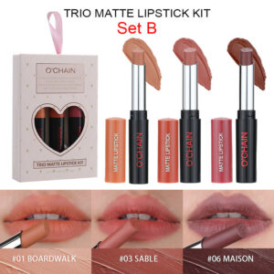 3 Pack Matte Lipstick# SET-B