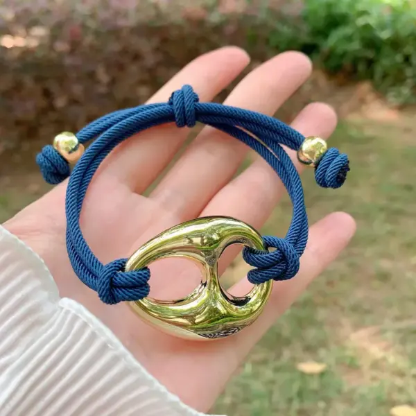 Wholesale Geometric Weave Copper Bracelet For Women With 18K Gold Plated PVD Coated Finish And Cord In Chain Design
