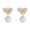 Wholesale Butterfly Stud Earrings For Women With 925 Sterling Silver Posts, Copper Base, And Zircon Inlay, Electroplated Gold Finish