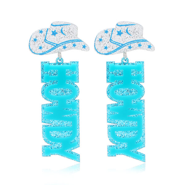 Wholesale Autumn and Winter Colorfulful Cute Versatile Women's Earrings Acrylic Western Cowboy Hat Tassel Earrings Jewelry