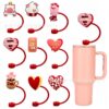 oly-0fa471fc60d22eaa918324df5dcd0707 Wholesale Valentine's Day Love Straw Cap Straw Sleeve Silicone Dust Plug Cute Party Straw Decorations