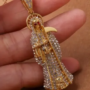Wholesale Human Pattern Enamel Pendant Necklace For Adults In 304 Stainless Steel With KC Golden Water Plating And Rhinestones