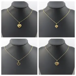 Wholesale Jewelry Casual Vintage Style Heart Shape 304 Stainless Steel Gold Plated Handmade Plating Carving Pendant Necklace