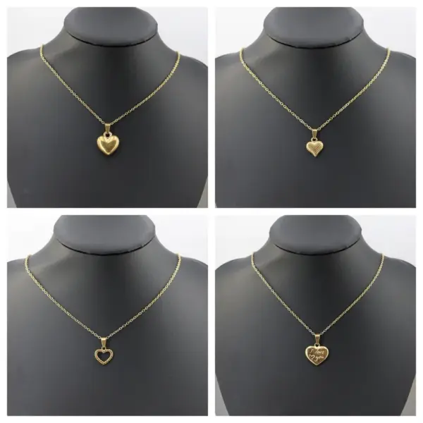 Wholesale Jewelry Casual Vintage Style Heart Shape 304 Stainless Steel Gold Plated Handmade Plating Carving Pendant Necklace
