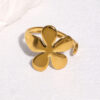 oly-0fa8d62675ee650b0ec8d060988a7c33 Wholesale Stainless steel ring that won't fade, gold-plated flower ring, adjustable titanium steel ring.