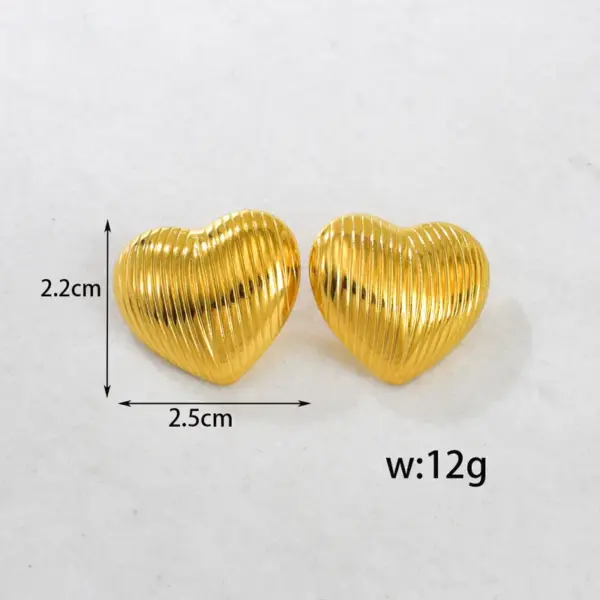 Wholesale Heart Shape Stud Earrings For Women In 304 Stainless Steel With Electroplated 18K Real Gold PVD Coated Layer 0.03µm-0.05µm