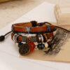 Wholesale Twelve Constellation Bracelet Red Agate Bracelet Punk Vintage Women and Men's Rivet Jewelry Korean Unique Multi-layer