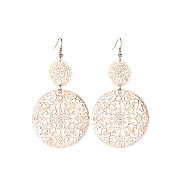 oly-0fbb34d27189f620418299ce21a90419 Wholesale Fashion Earrings Vintage Hollow Disc Frosted Earrings Palace Ethnic Style Carved Earrings