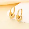 Wholesale Sweet Cool Minimalist Style 18K Gold Plated 304 Stainless Steel Vacuum Electroplated (In Furnace) Hollow Heart 3D Earrings For Women