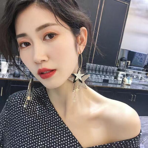 oly-0fce1c248672f42ef09bc4bceafa3df1 Wholesale Exaggerated Five-Pointed Star Earrings, Earrings, Trendy Earrings That Make Your Face Slimmer, Style Long Earrings