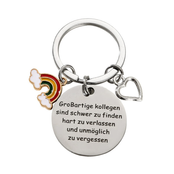 Wholesale Rainbow Pendant Stainless Steel Key Creative Gift for Colleagues to Send Friends Farewell Gift