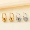 Wholesale Sweet Cool Minimalist Style 18K Gold Plated 304 Stainless Steel Vacuum Electroplated (In Furnace) Hollow Heart 3D Earrings For Women