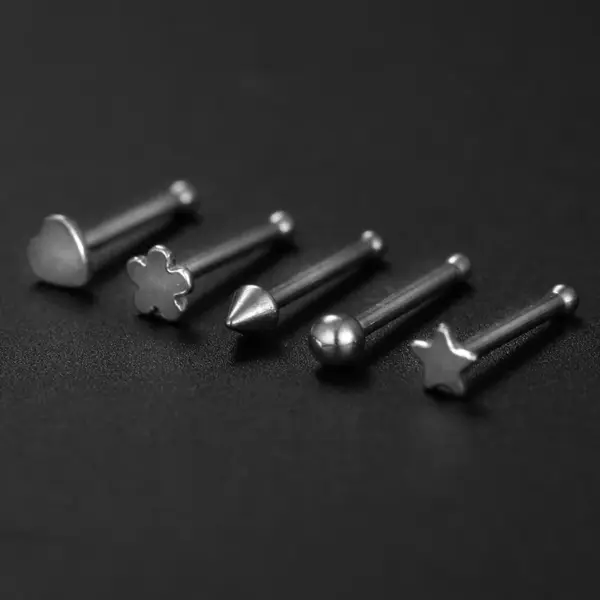 oly-0fd1cad4c87b763b1fde05b55b6bfb70 Wholesale Fashion Star Heart Shape Flower Stainless Steel Plating Nose Studs Nose Pin