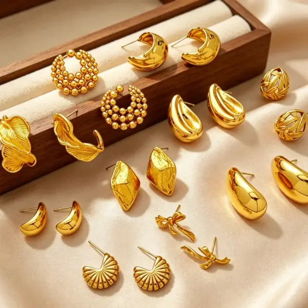 Wholesale Irregular Stud Earrings For Women, Waterproof Non Tarnish 304 Stainless Steel With 0.01µm PVD Coated 18K Real Gold Plating
