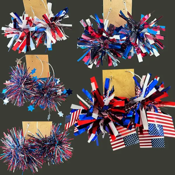oly-0fd6f7eb82fa05cb984d89705e08843c Wholesale Sparkling Street Style Independence Day Earrings Large Ball Exaggerated Drop Earrings Acrylic Geometric Pattern Original Design For Women - Nihaojewelry