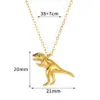 Wholesale 304 Stainless Steel Copper Dinosaur PVD Coated 18K Real Gold Plated IG Style Retro Plating Cable Chain Lobster Trigger Clasp Closure Pendant Necklace